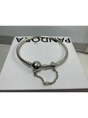 Pandora One In A Million Bangle Bracelet  With Attached Safety Chain 8” Retired